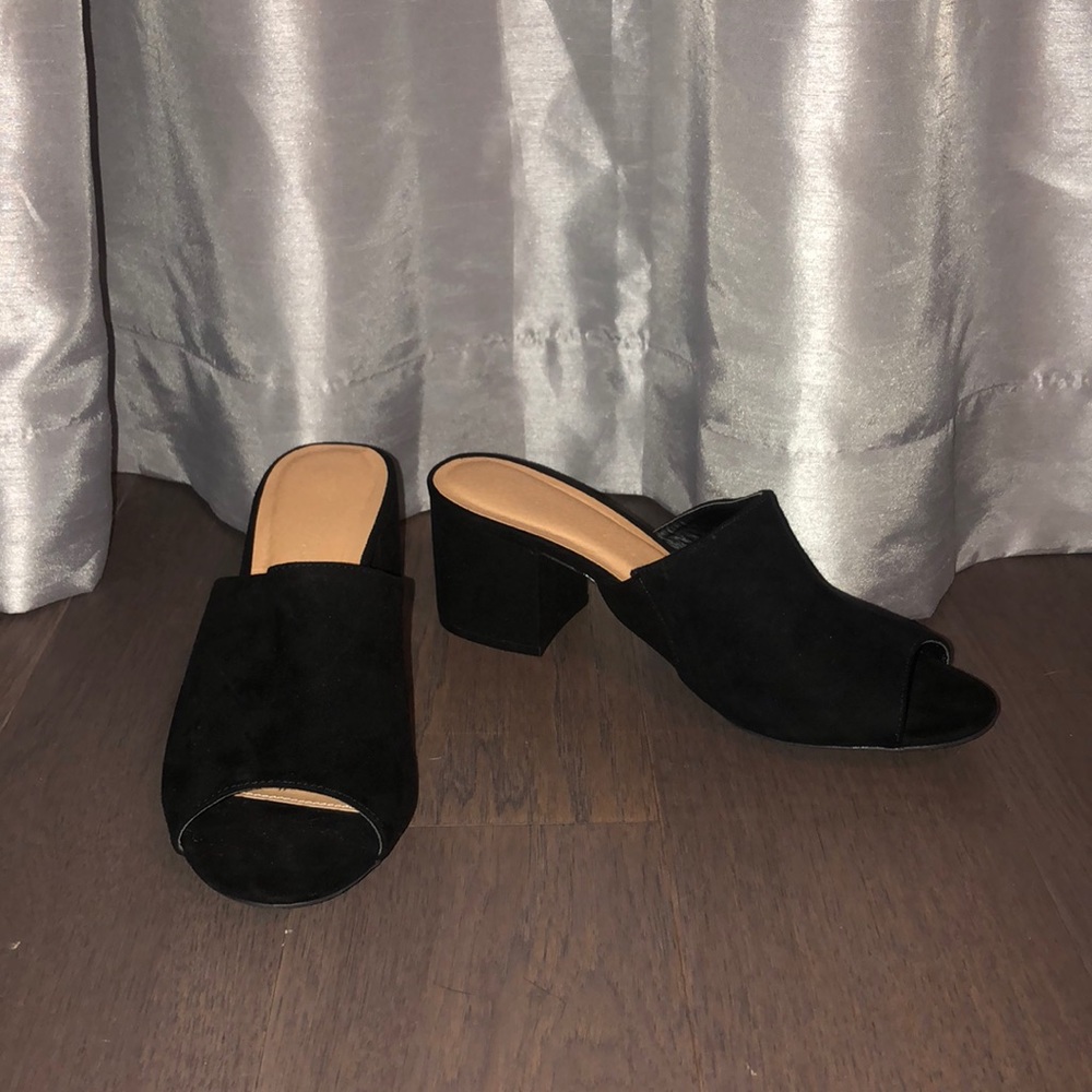 Black Suede Mules